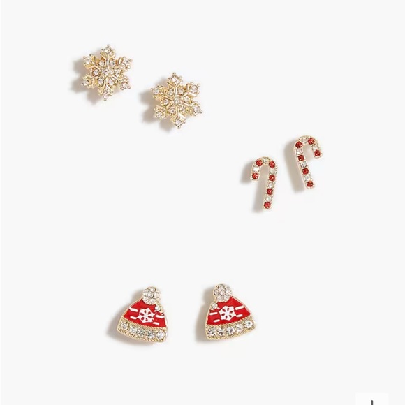 J.Crew NWT Holiday Stud Earrings Set of Three - Picture 2 of 7